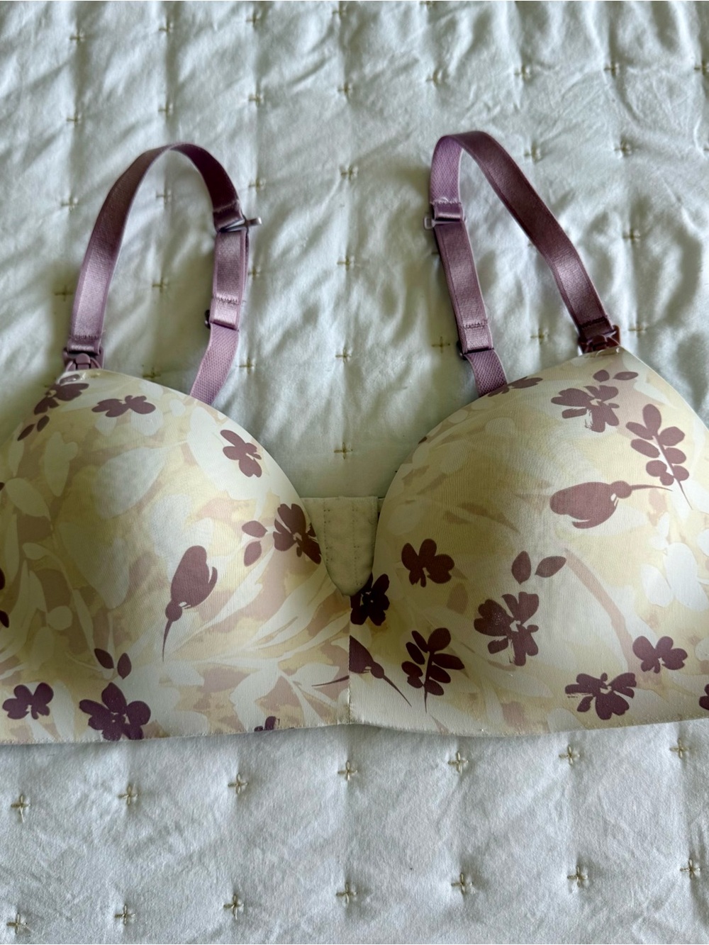 Auden Purple Floral Maternity/Nursing Bra - Comfort Support